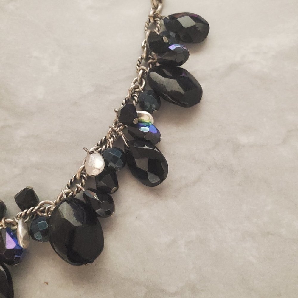 ✨ Coldwater Creek Black AB Aurora Borealis Beaded Stone Necklace ✨ - Picture 4 of 8